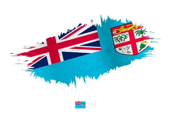Bandeira Pincelada Pintada Fiji Com Efeito Ondulante — Vetor de Stock