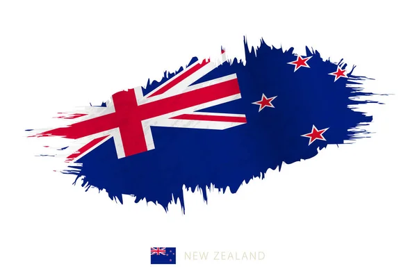 Målade Penseldrag Flagga Nya Zeeland Med Viftande Effekt — Stock vektor