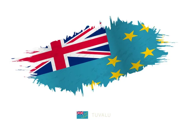 Pincelada Bandera Tuvalu Con Efecto Ondulante — Archivo Imágenes Vectoriales