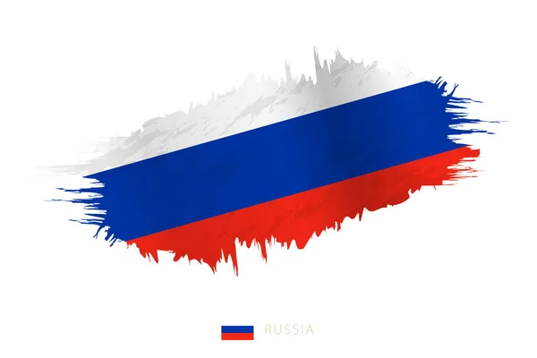 Geschilderde Penseelstreek Vlag Van Rusland Met Golvend Effect — Stockvector