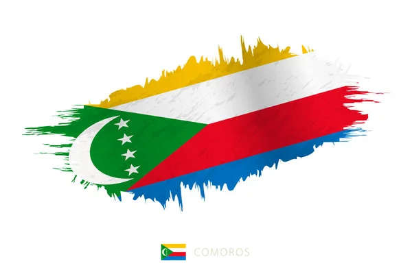 Pincelada Bandera Comoras Con Efecto Ondulante — Vector de stock