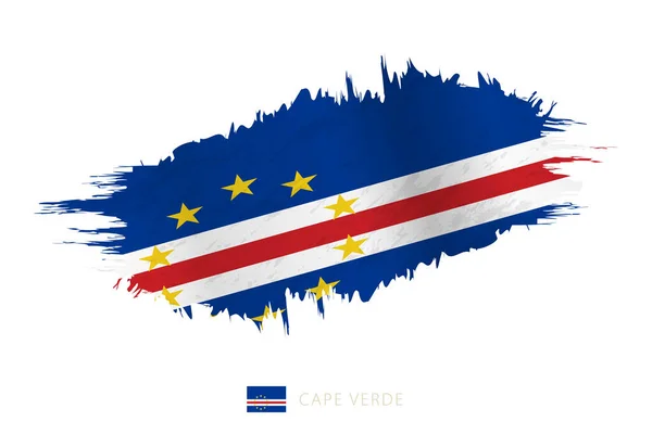 Bandeira Pincelada Pintada Cabo Verde Com Efeito Ondulante —  Vetores de Stock