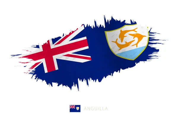 Bandeira Pincelada Pintada Anguilla Com Efeito Ondulante — Vetor de Stock