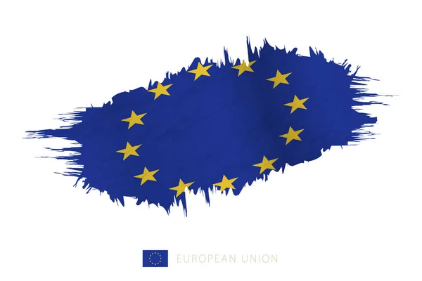 Malovaná Vlajka Tahu Štětcem Evropské Unie Vlnivým Efektem — Stockový vektor