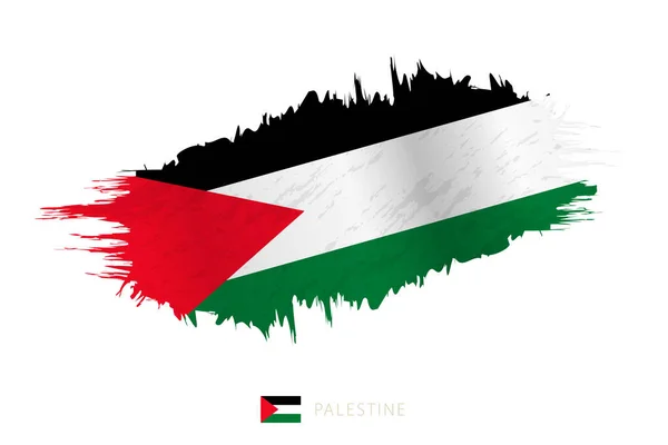 Malovaná Kartáčová Vlajka Palestiny Vlnivým Efektem — Stockový vektor