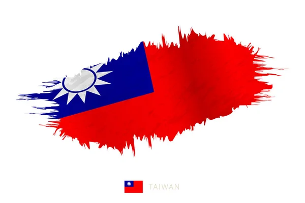Bandeira Pincelada Pintada Taiwan Com Efeito Ondulante — Vetor de Stock