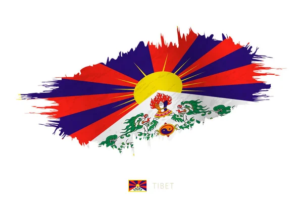 Bemalte Pinselstrich Flagge Von Tibet Mit Wehender Wirkung — Stockvektor