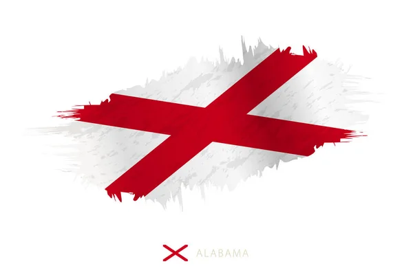 Bandeira Pincelada Pintada Alabama Com Efeito Ondulante — Vetor de Stock