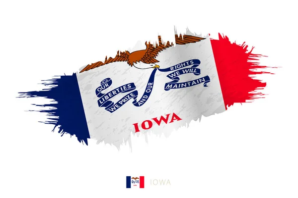 Pincelada Bandera Iowa Con Efecto Ondulante — Vector de stock