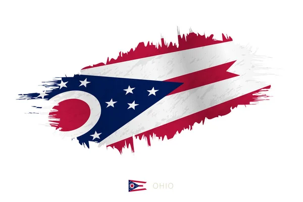 具有挥动效果的俄亥俄州彩绘笔划旗 — 图库矢量图片