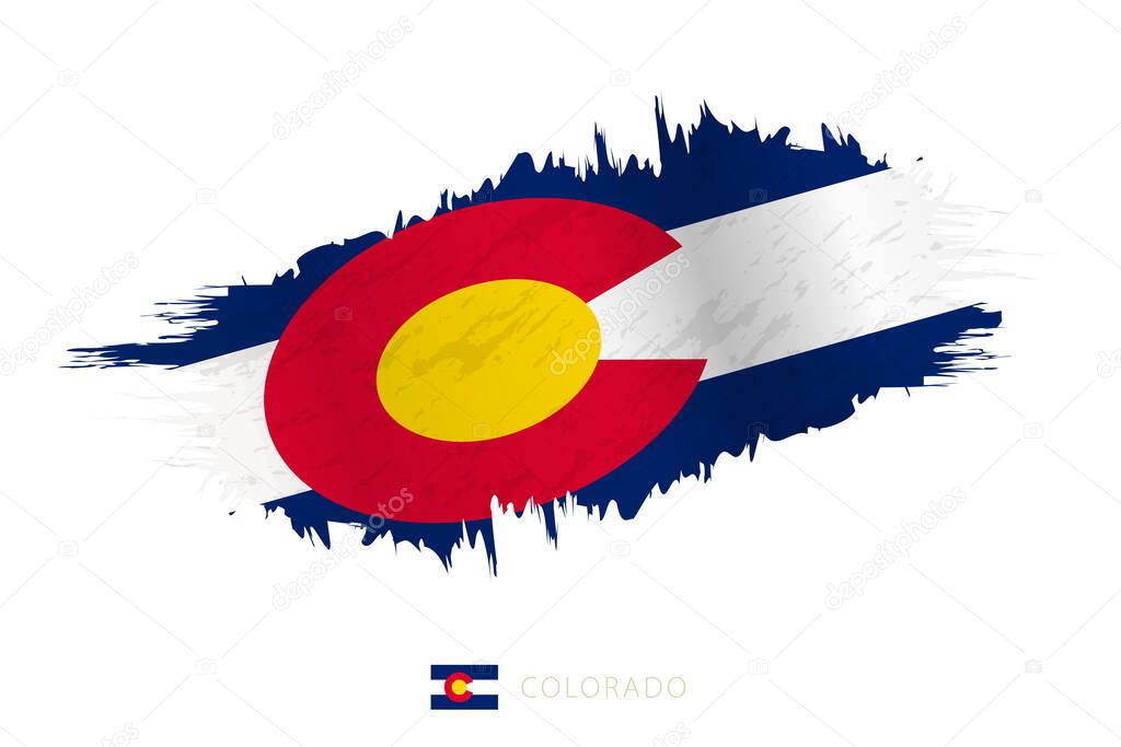 Painted brushstroke flag of Colorado with waving effect.