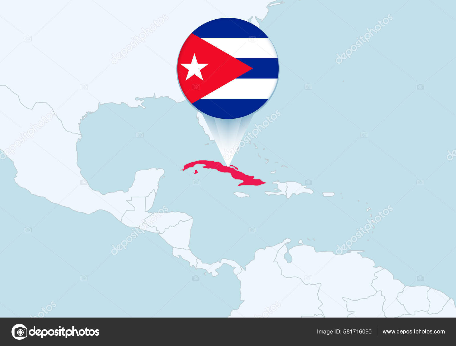 Drapeau Coloré Pointeur Carte Carte Cuba Aux Couleurs Drapeau