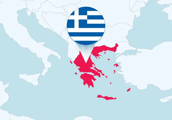 Ευρώπη Επιλεγμένο Χάρτη Της Ελλάδας Και Εικονίδιο Σημαίας Της Ελλάδας — Διανυσματικό Αρχείο