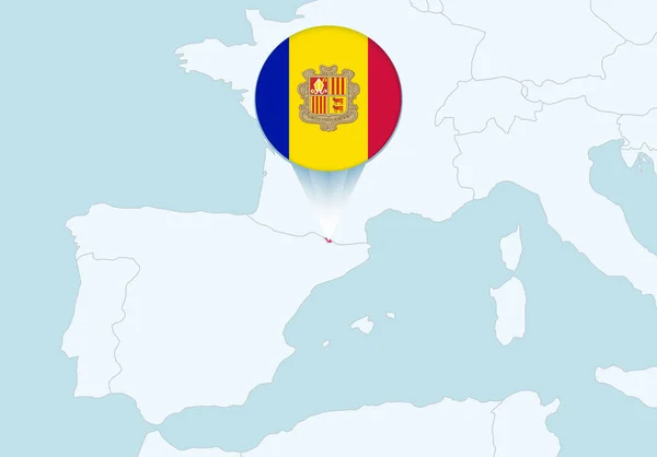 Ευρώπη Επιλεγμένο Χάρτη Της Ανδόρας Και Εικονίδιο Σημαίας Της Ανδόρας — Διανυσματικό Αρχείο