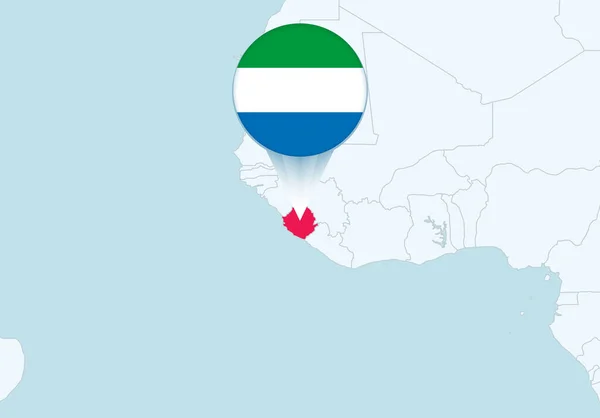 Afrique Avec Carte Sierra Leone Icône Drapeau Sierra Leone — Image vectorielle