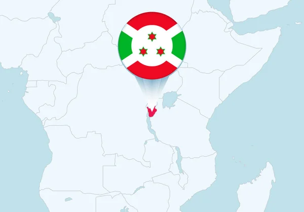 Afrique Avec Carte Burundi Sélectionnée Icône Drapeau Burundi — Image vectorielle