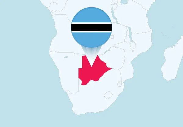 Seçili Botswana Haritası Botswana Bayrak Simgesine Sahip Afrika — Stok Vektör