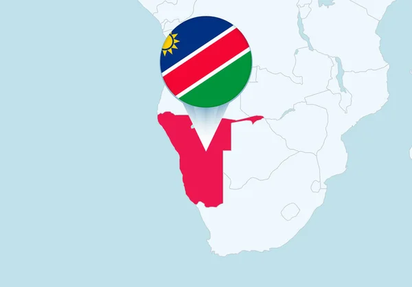 Африка Обраною Картою Намібії Іконою Прапора Намібії — стоковий вектор