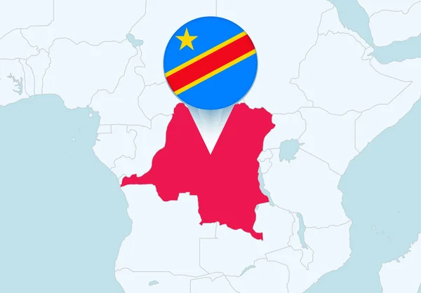 África Com Mapa Congo Selecionado Ícone Bandeira Congo —  Vetores de Stock