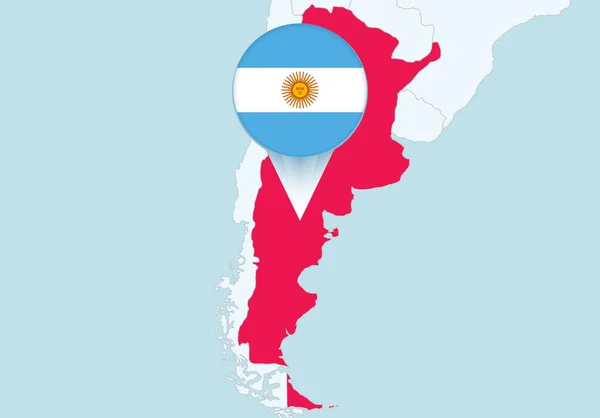 Amerika Kiválasztott Argentína Térkép Argentína Zászló Ikon — Stock Vector
