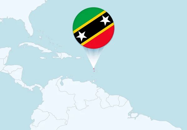 Seçilmiş Saint Kitts Nevis Haritasıyla Amerika Saint Kitts Nevis Bayrak — Stok Vektör