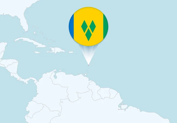 América Con San Vicente Las Granadinas Seleccionado Mapa San Vicente — Vector de stock