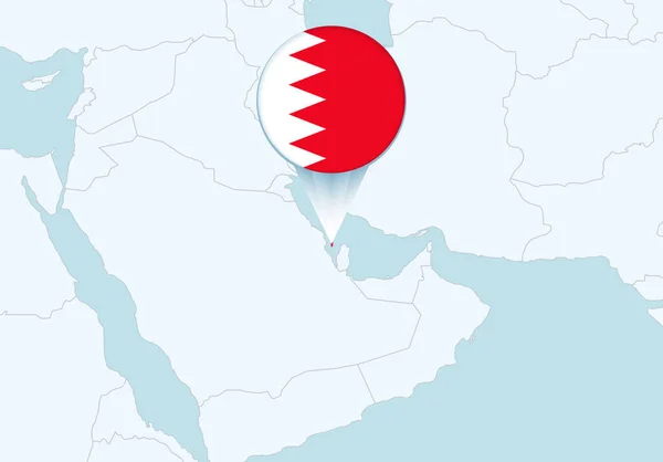 Asia Con Mappa Selezionata Del Bahrain Icona Della Bandiera Del — Vettoriale Stock
