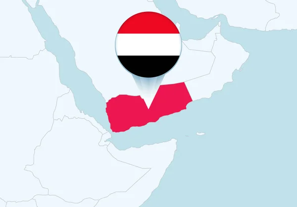 Asia Selected Yemen Map Yemen Flag Icon — ストックベクタ