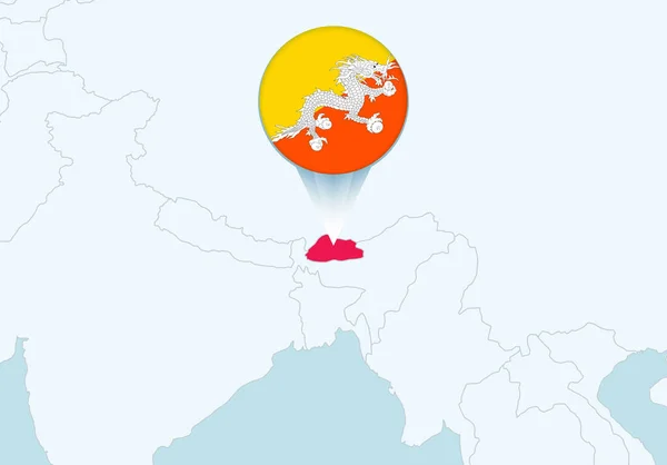 지도와 국기를 아시아 — 스톡 벡터