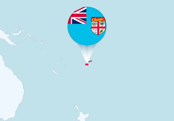 Oceanía Con Mapa Fiyi Seleccionado Icono Bandera Fiyi — Archivo Imágenes Vectoriales