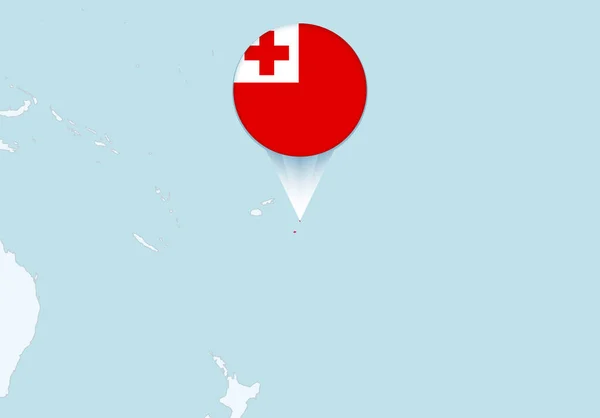 Океания Выбранной Картой Тонга Значком Флага Тонга — стоковый вектор