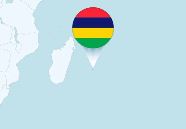 África Con Mapa Seleccionado Mauricio Icono Bandera Mauricio — Vector de stock