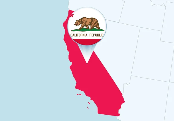 United States Selected California Map California Flag Icon — Stockový vektor