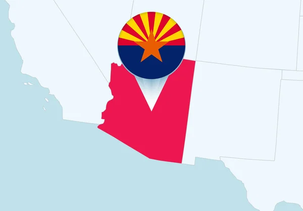 Stati Uniti Con Mappa Selezionata Dell Arizona Icona Della Bandiera — Vettoriale Stock