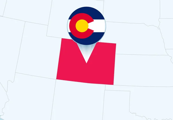 United States Selected Colorado Map Colorado Flag Icon — ストックベクタ