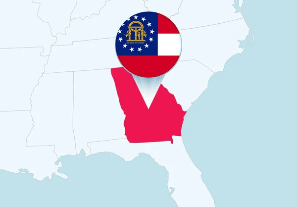 United States Selected Georgia Map Georgia Flag Icon — Stockový vektor