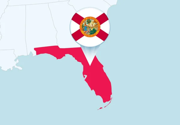 United States Selected Florida Map Florida Flag Icon — 图库矢量图片