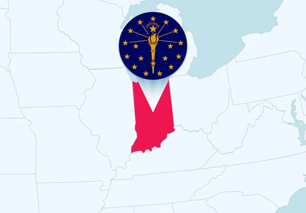 United States Selected Indiana Map Indiana Flag Icon — Stockvector