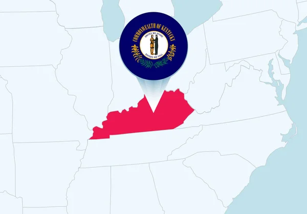 Estados Unidos Con Mapa Seleccionado Kentucky Icono Bandera Kentucky — Archivo Imágenes Vectoriales