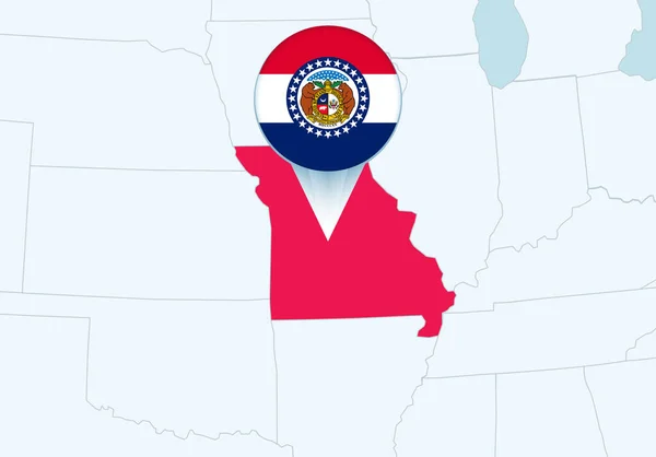 United States Selected Missouri Map Missouri Flag Icon — 图库矢量图片