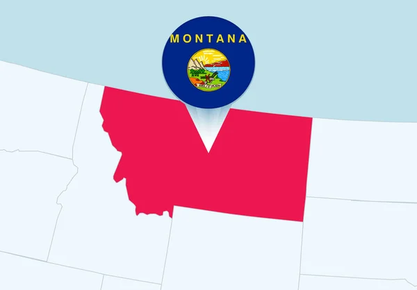 United States Selected Montana Map Montana Flag Icon — Stockový vektor