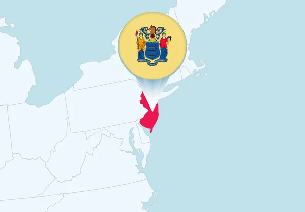 United States Selected New Jersey Map New Jersey Flag Icon — Wektor stockowy