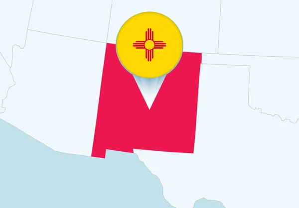 United States Selected New Mexico Map New Mexico Flag Icon — Stok Vektör