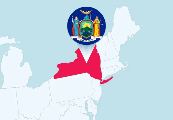 United States Selected New York Map New York Flag Icon — ストックベクタ