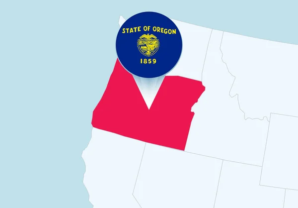 United States Selected Oregon Map Oregon Flag Icon — ストックベクタ