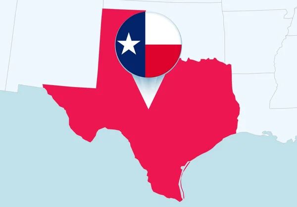 Estados Unidos Con Mapa Seleccionado Texas Icono Bandera Texas — Vector de stock