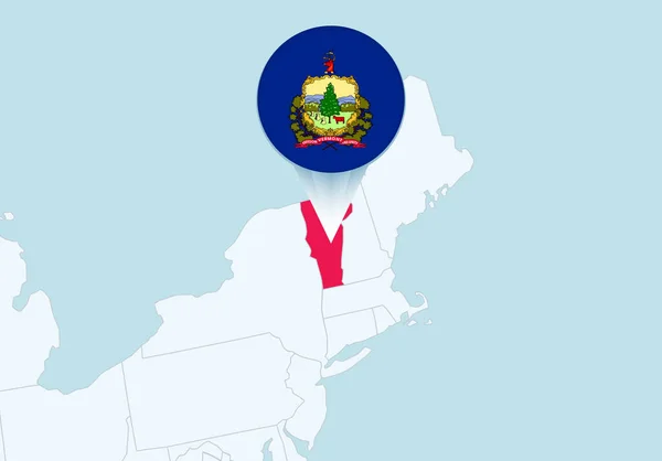 United States Selected Vermont Map Vermont Flag Icon — ストックベクタ