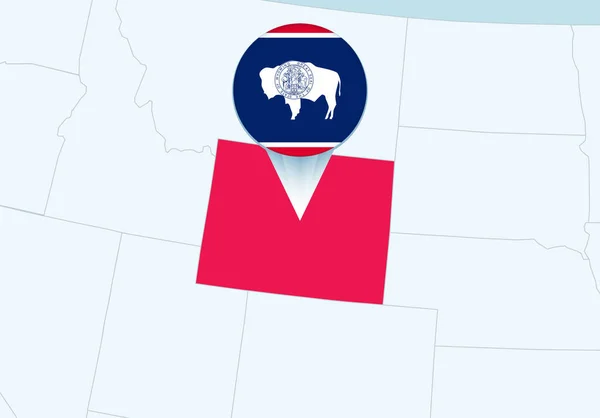 United States Selected Wyoming Map Wyoming Flag Icon — ストックベクタ