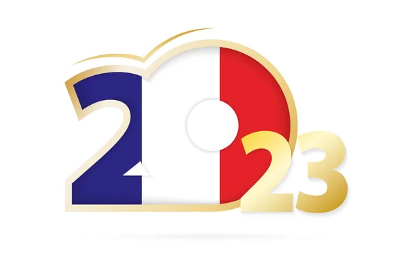 Año 2023 Con Patrón Bandera Francia — Vector de stock