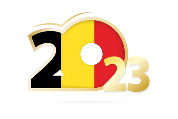 Year 2023 Belgium Flag Pattern — Vetor de Stock